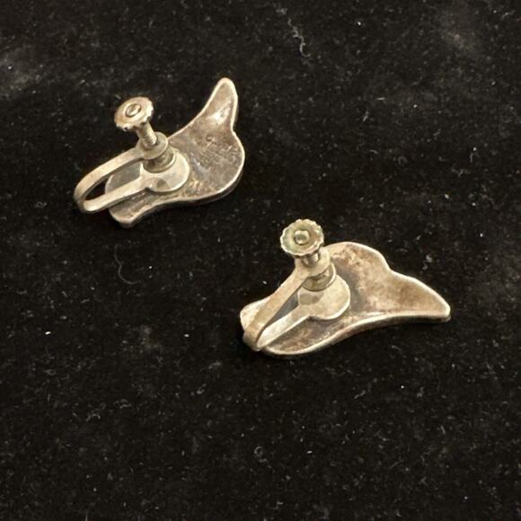 VTG TAXCO MSR SIGNED STERLING SILVER ABALONE Screw Back Earrings - Picture 4 of 9